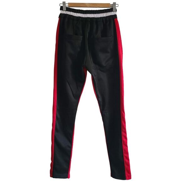 LIFTED ANCHORS Black Red Streetwear Track Pants Zipper Ankles Polyester Men's XS - Picture 3 of 9